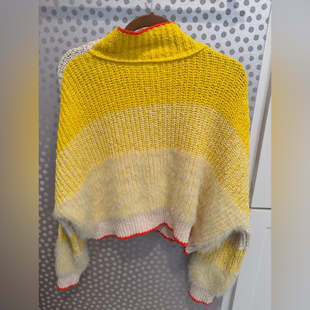Free People Sunbrite Yellow Turtleneck Sweater with Orange trim - Picture 5 of 5